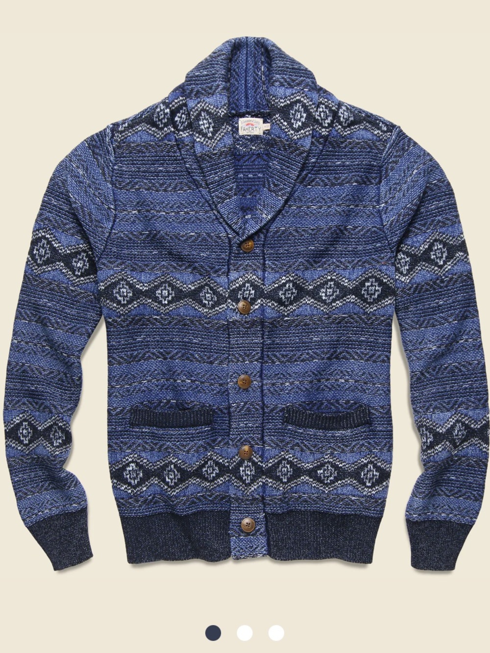 Faherty Indigo Shore Cardigan Sweater Mixed Indigo Size XXL